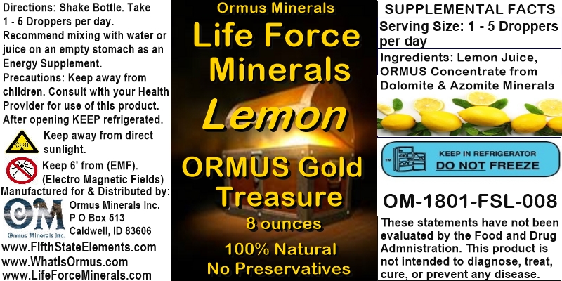 Life Force Minerals Lemon Ormus Gold Treasure